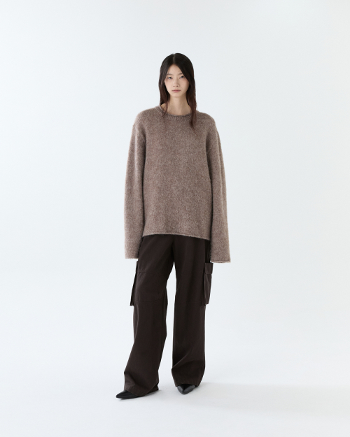 Washed хлопок cargo брюки / коричневый