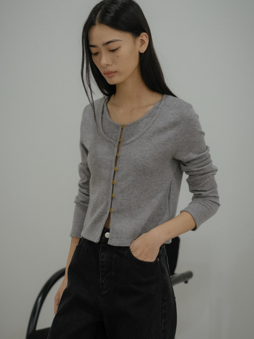 Button round neck кардиган [FRFA02CD03]_2color