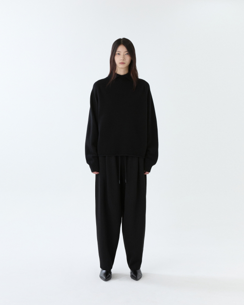 Knit tuck wide брюки / чёрный