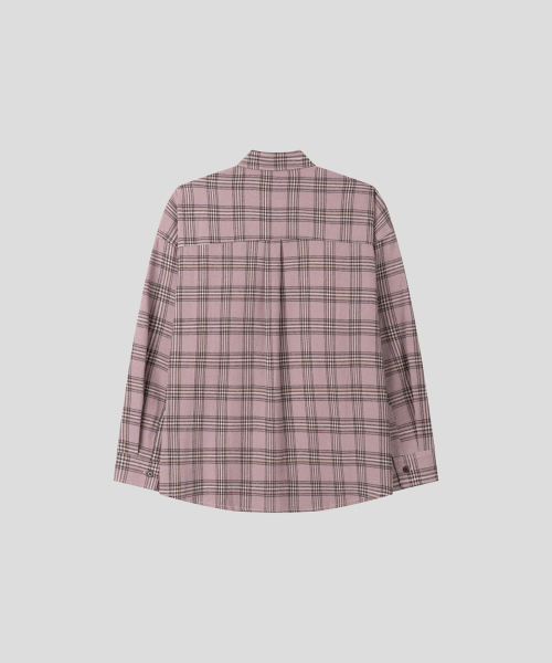 Плотная рубашка оверсайз ситибой [Dusty Pink Check]