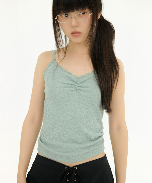 FLOWER EMBOSSED SLEEVELESS MINT