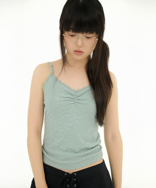 FLOWER EMBOSSED SLEEVELESS MINT