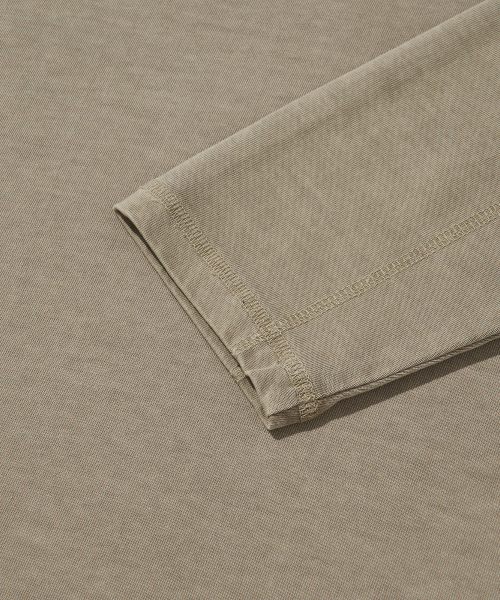 WELTER EXPERIMENT オーバーダイ トレイル スティッチ ロングスリーブ Tシャツ_BEIGE
