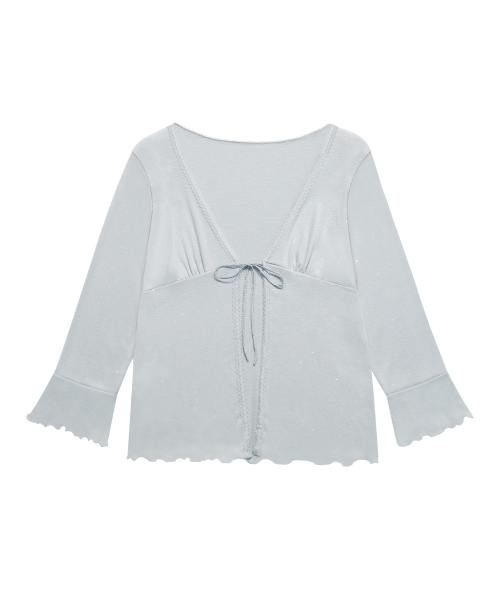 RIBBON GLITTER LACE кардиган SKYBLUE