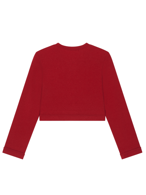 LOGO EMBROIDERY BLOOMING CROP CARDIGAN_RED