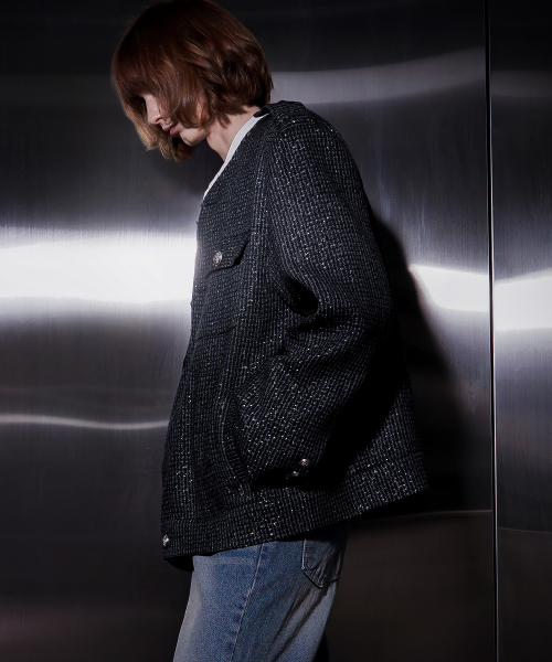 Оверсайз твидовый жакет с глиттером (UNISEX)_UTO-FB18