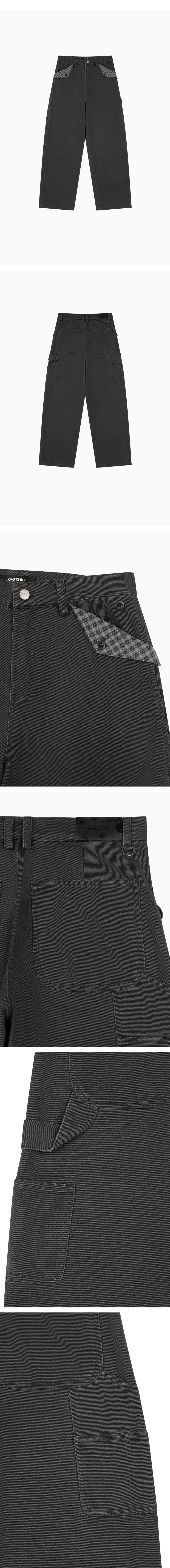 오헤시오(OHESHIO) CHECK POCKET CARPENTER PANTS, CHARCOAL - 사이즈