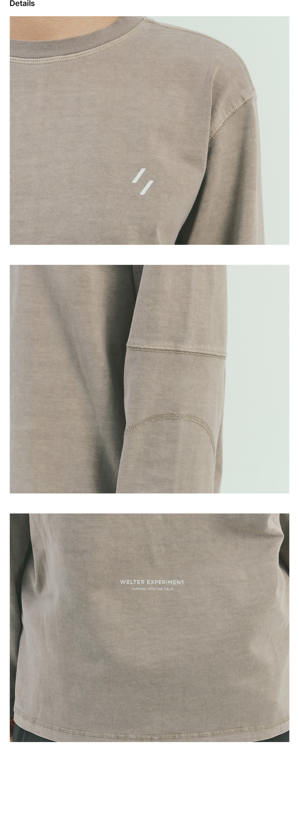 WELTER EXPERIMENT オーバーダイ トレイル スティッチ ロングスリーブ Tシャツ_BEIGE