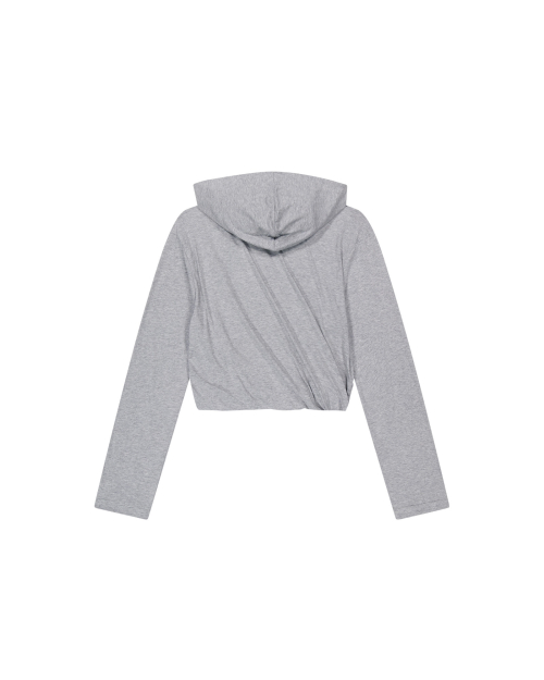 Женский лонгслив с капюшоном и драпировкой (Melange Gray)