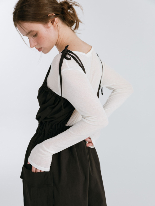 CARGO STRING JUMPSUIT / BLACK
