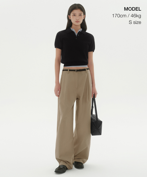WOMENS WASHABLE SUPIMA COTTON KNITTED POLO SHIRT [BLACK]
