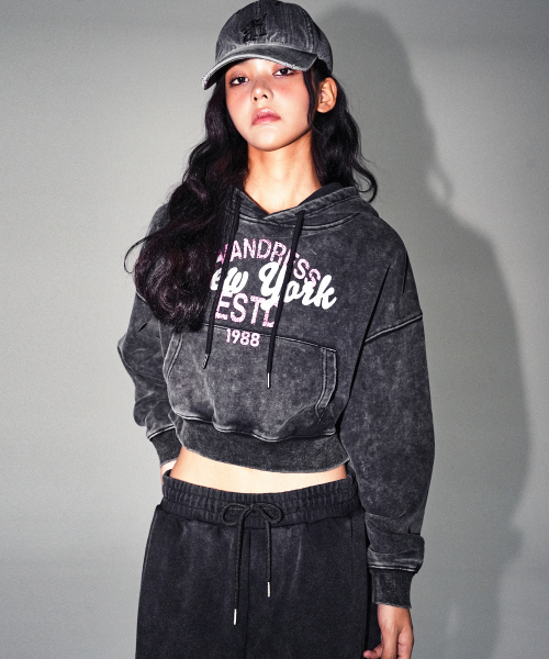 New York Crop Hoody SALT BLACK