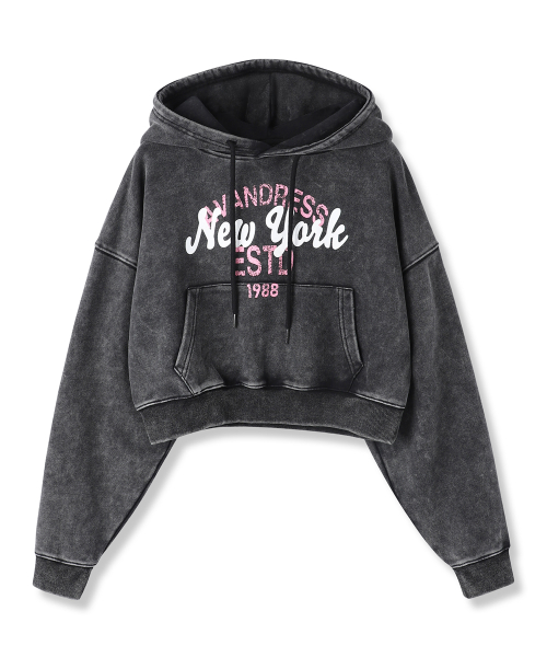 New York Crop Hoody SALT BLACK