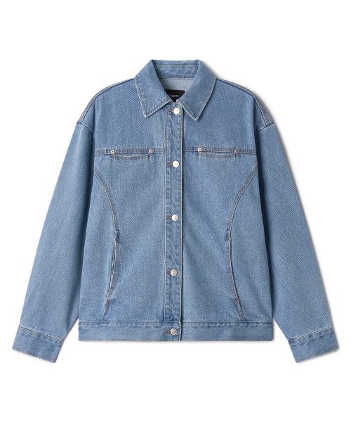 DIVIDE MINIMAL DENIM TRUCKER JACKET (LIGHT INDIGO)