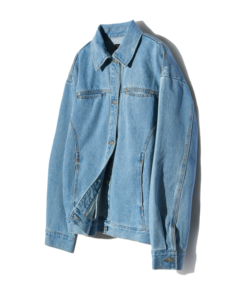 DIVIDE MINIMAL DENIM TRUCKER JACKET (LIGHT INDIGO)