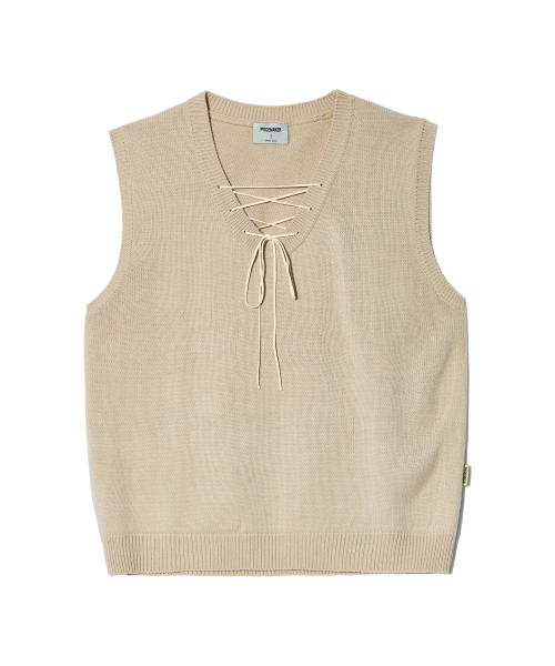 LACE UP KNIT VEST (IVORY)