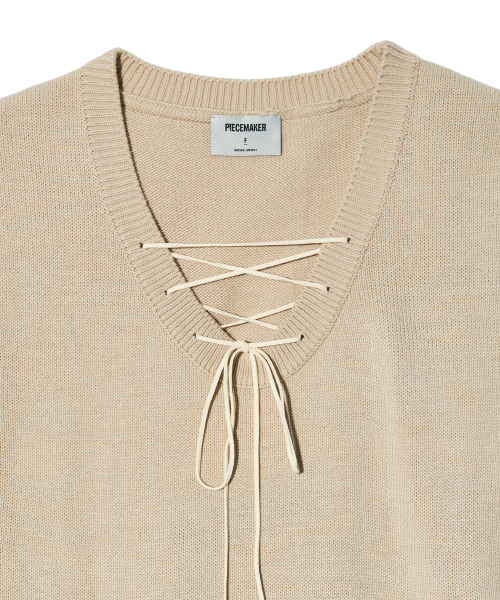 LACE UP KNIT VEST (IVORY)