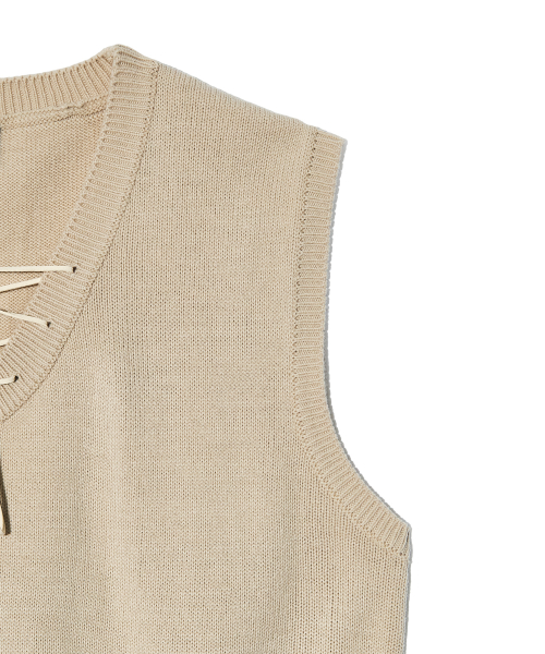 LACE UP KNIT VEST (IVORY)