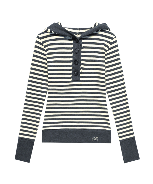STRIPE LINE HOODIE T-SHIRT CHARCOAL