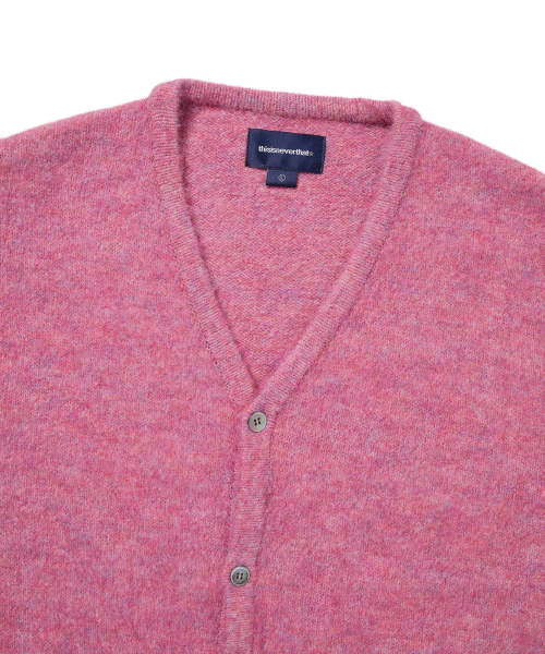 Hairy Knit Cardigan Pink