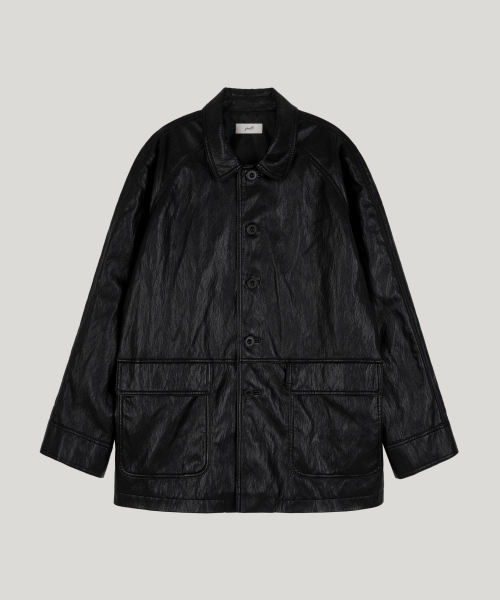 soft leather trench coat_black