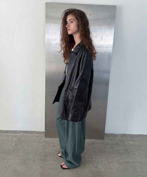 soft leather trench coat_black