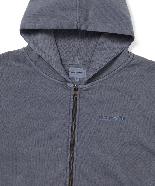 Waffle Lined Zip Up Hoodie Warm Blue