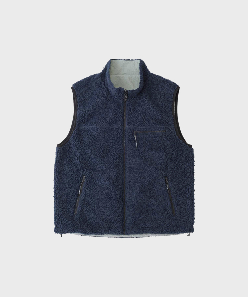 Двусторонний жилет из шерпы Navy / Grey