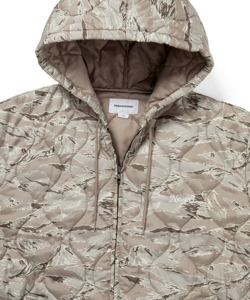 Quilted Hooded Jacket Beige