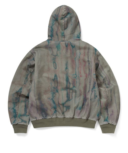 Blurred Hooded Jacket Olive
