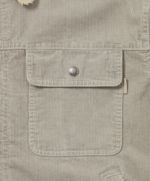 Sherpa Lined Corduroy Trucker Jacket Stone