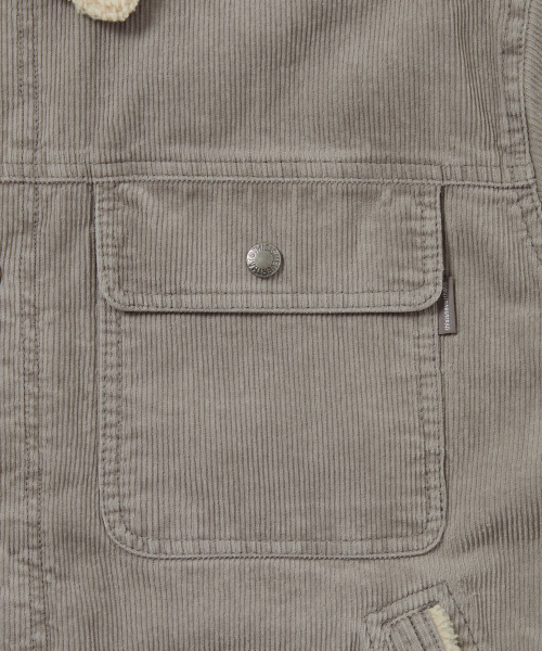 Sherpa Lined Corduroy Trucker Jacket Grey