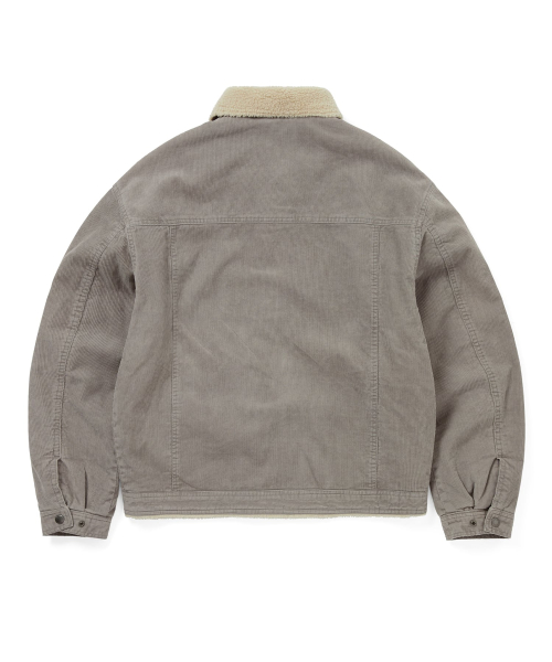 Sherpa Lined Corduroy Trucker Jacket Grey