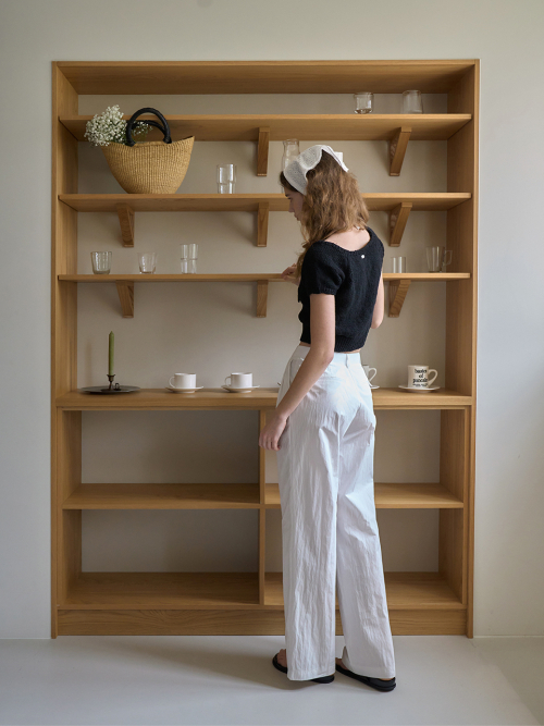 When nylon pintuck slacks - Ivory