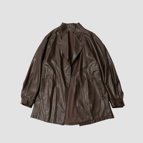LS_Loose leather jacket_BROWN