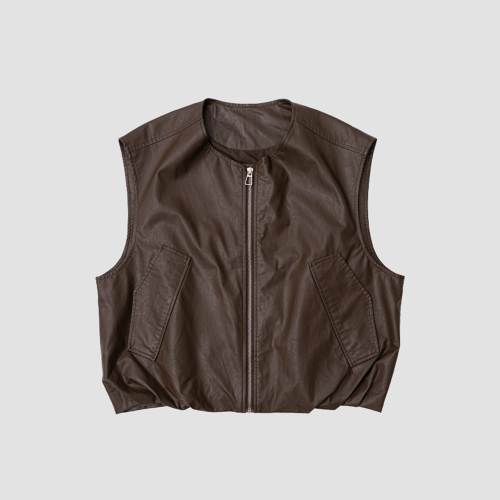 LS_Classic leather vest_BROWN