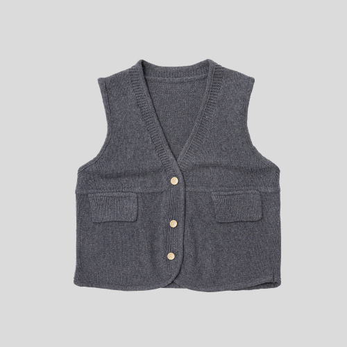 LS_V-neck knitted vest_GRAY