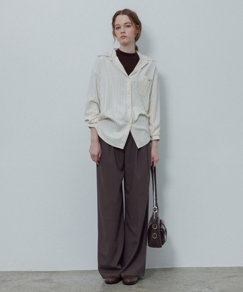 Фирменные осенние слаксы с двумя защипами, Brown