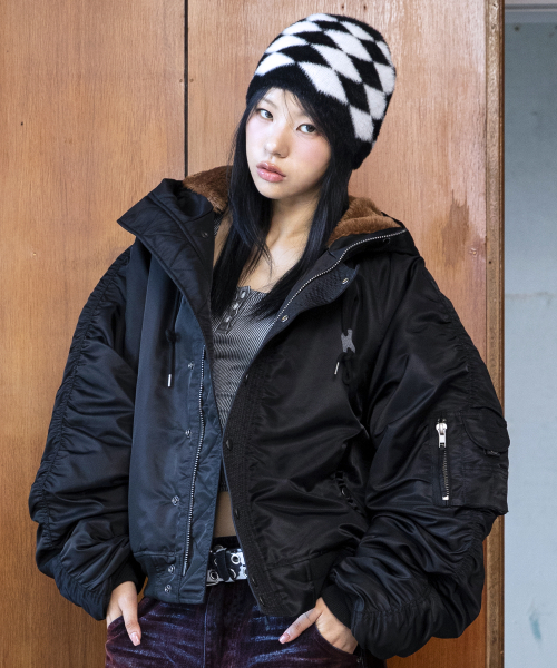 Короткая нейлоновая парка GJ107 Rework N2B (BLACK)