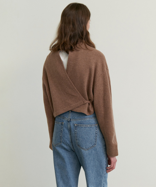 Cashmere crop collar knit_CINAMMON