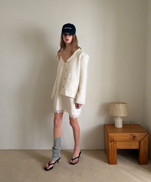 Cuv tweed jacket_Ivory
