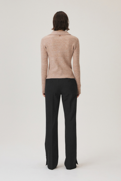 Wool Blend Bootcut Pants, Charcoal