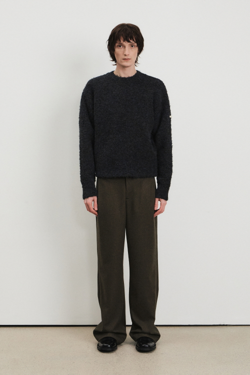 Men Wool Blend Wide Pants, Khaki