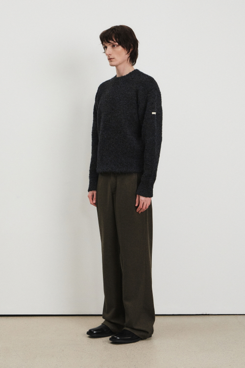 Men Wool Blend Wide Pants, Khaki