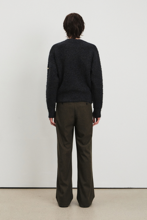 Men Wool Blend Wide Pants, Khaki