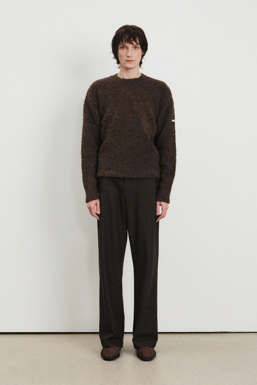 Men Wool Blend Wide Pants, Brown