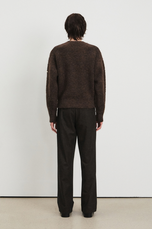 Men Wool Blend Wide Pants, Brown
