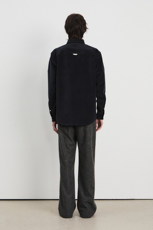 Men Wool Blend Wide Pants, Melange Gray