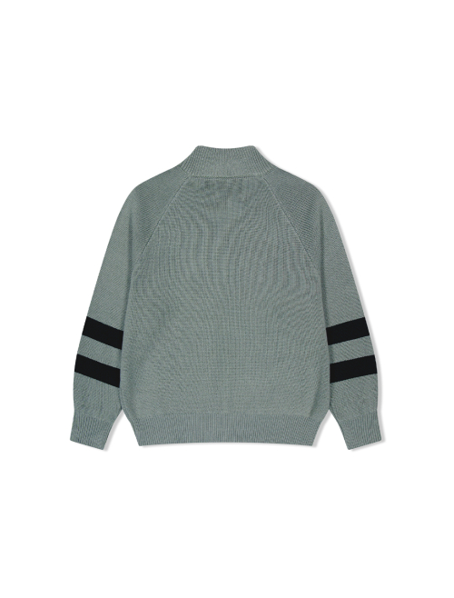 Front Pocket knit Zip-up Ash Blue