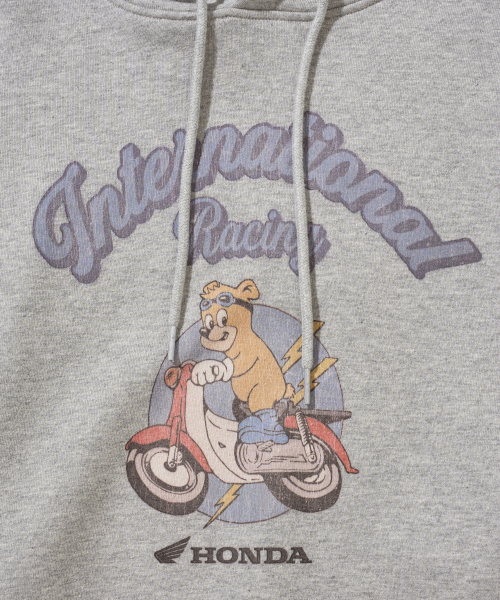 Vintage Riding Bear Hoodie Gray